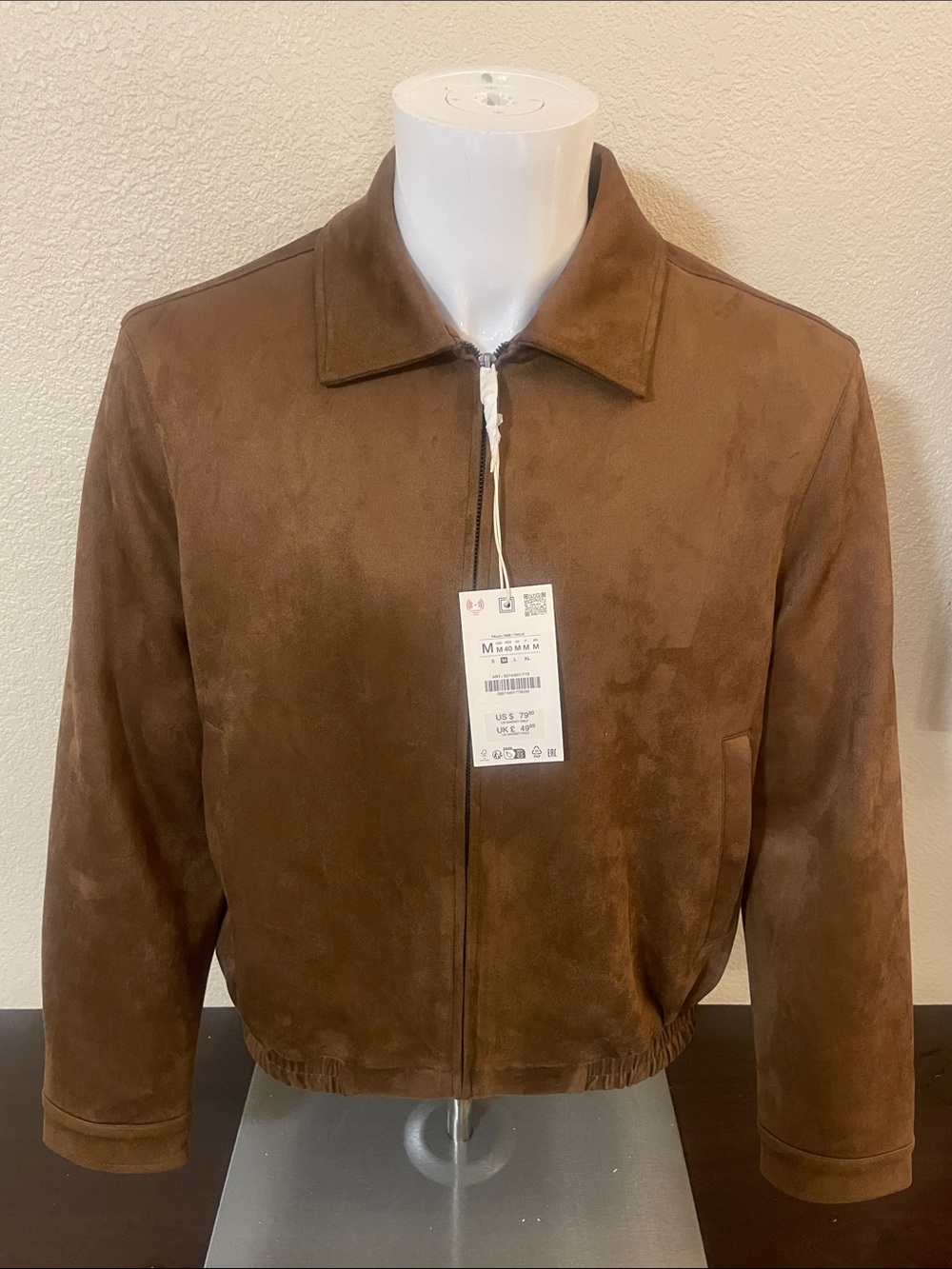 Zara Brown Suede Bomber Jacket